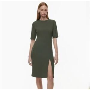 Aritzia Babaton Exalt Slit Midi Dress in olive green sz 8